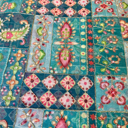 Organza with multi colour highlights (sea green)
