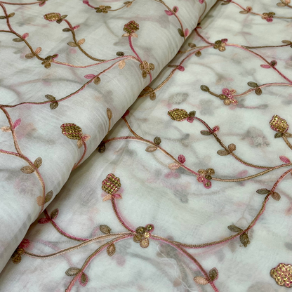 Organza with sequins (pink & peach colour)