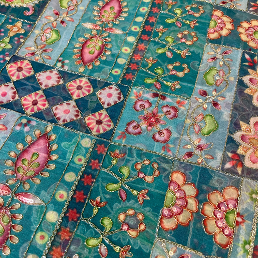 Organza with multi colour highlights (sea green)