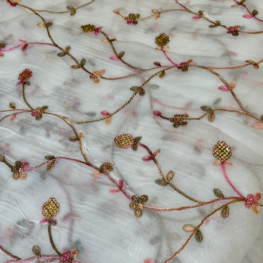 Organza with sequins (pink & peach colour)