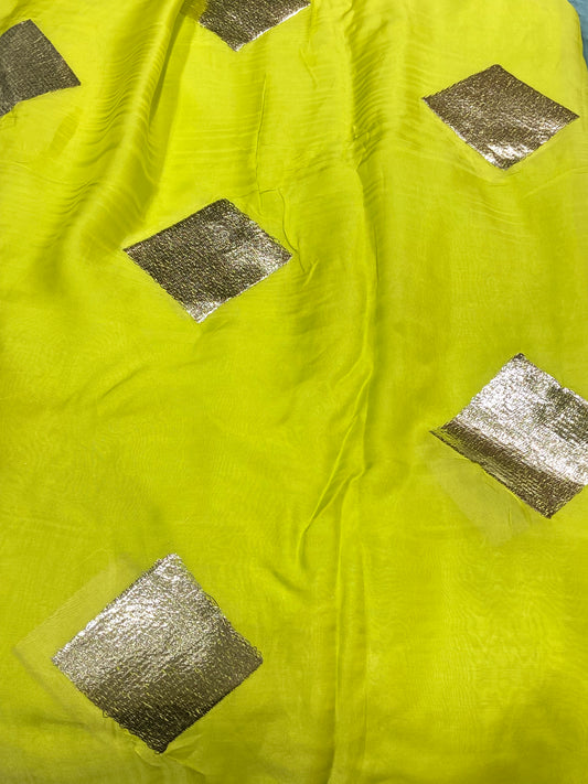 CREPE BUTA foil work fabric