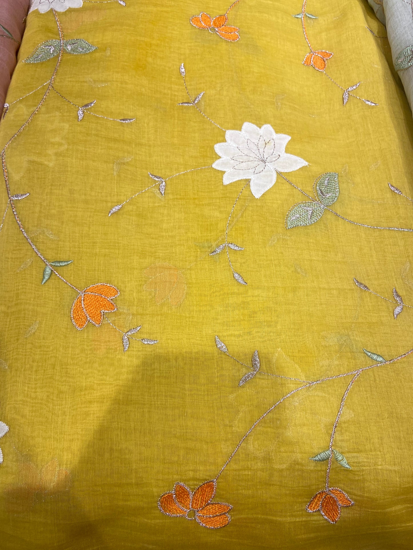 Chanderi Fabric with Appliqué Patchwork