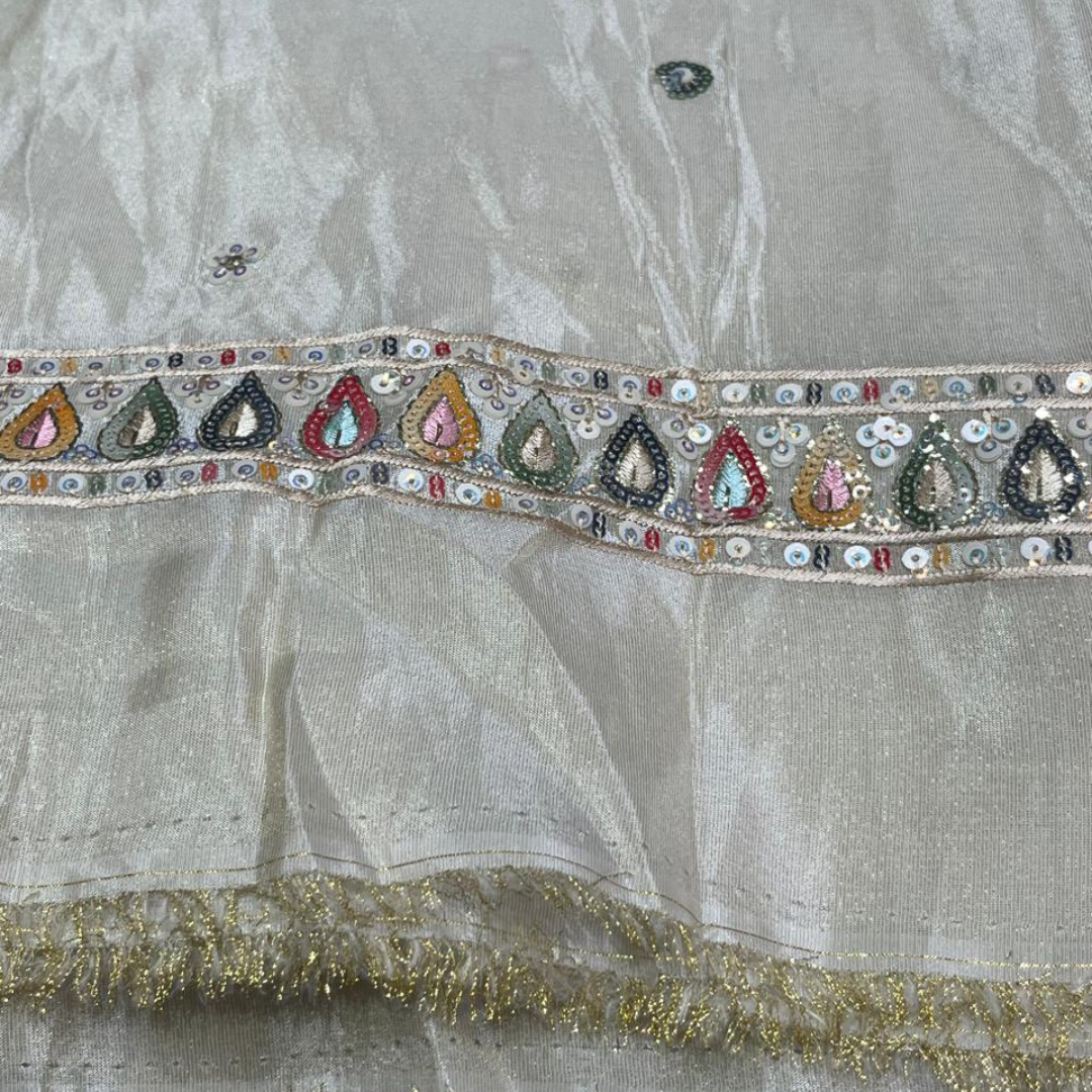 Tissue with multi-colour sequence dupatta